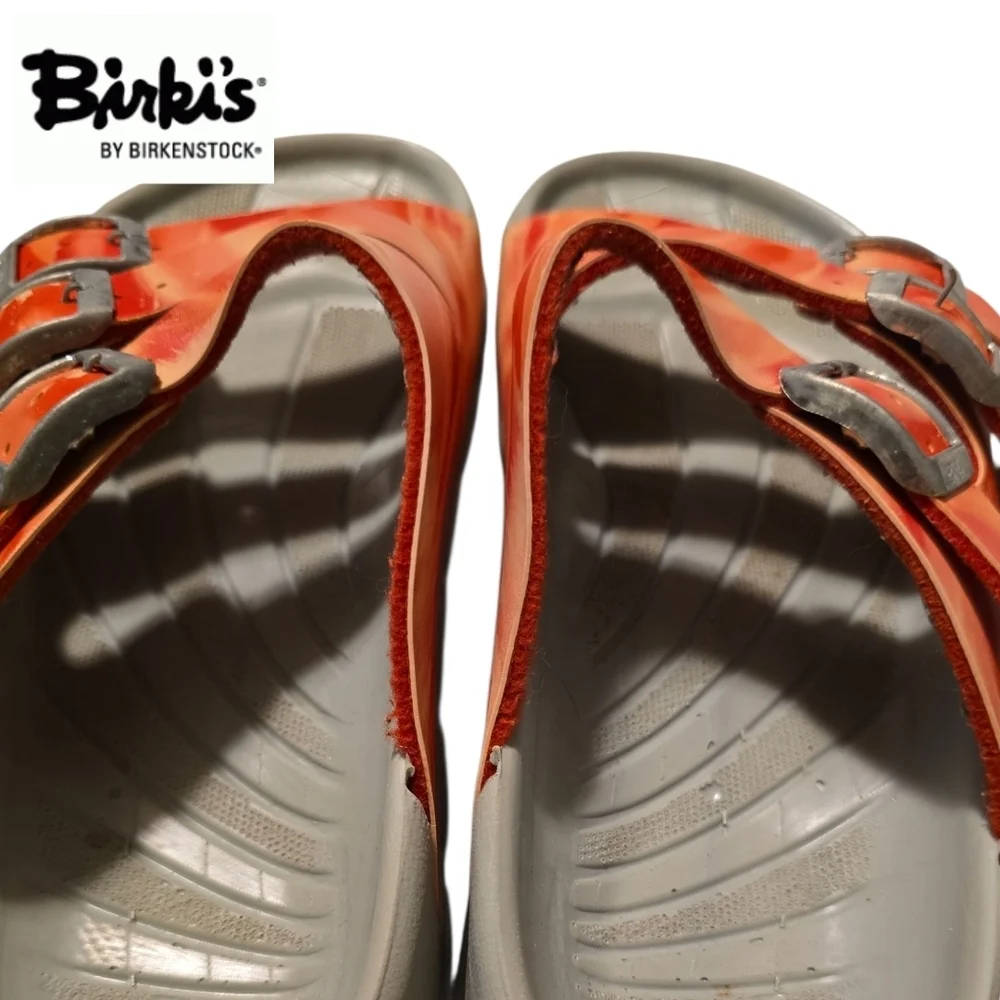 BIRKI'S Birkenstock Cuba Three Strap Water Sandals Tie-Dye Orange/ Red Size 36